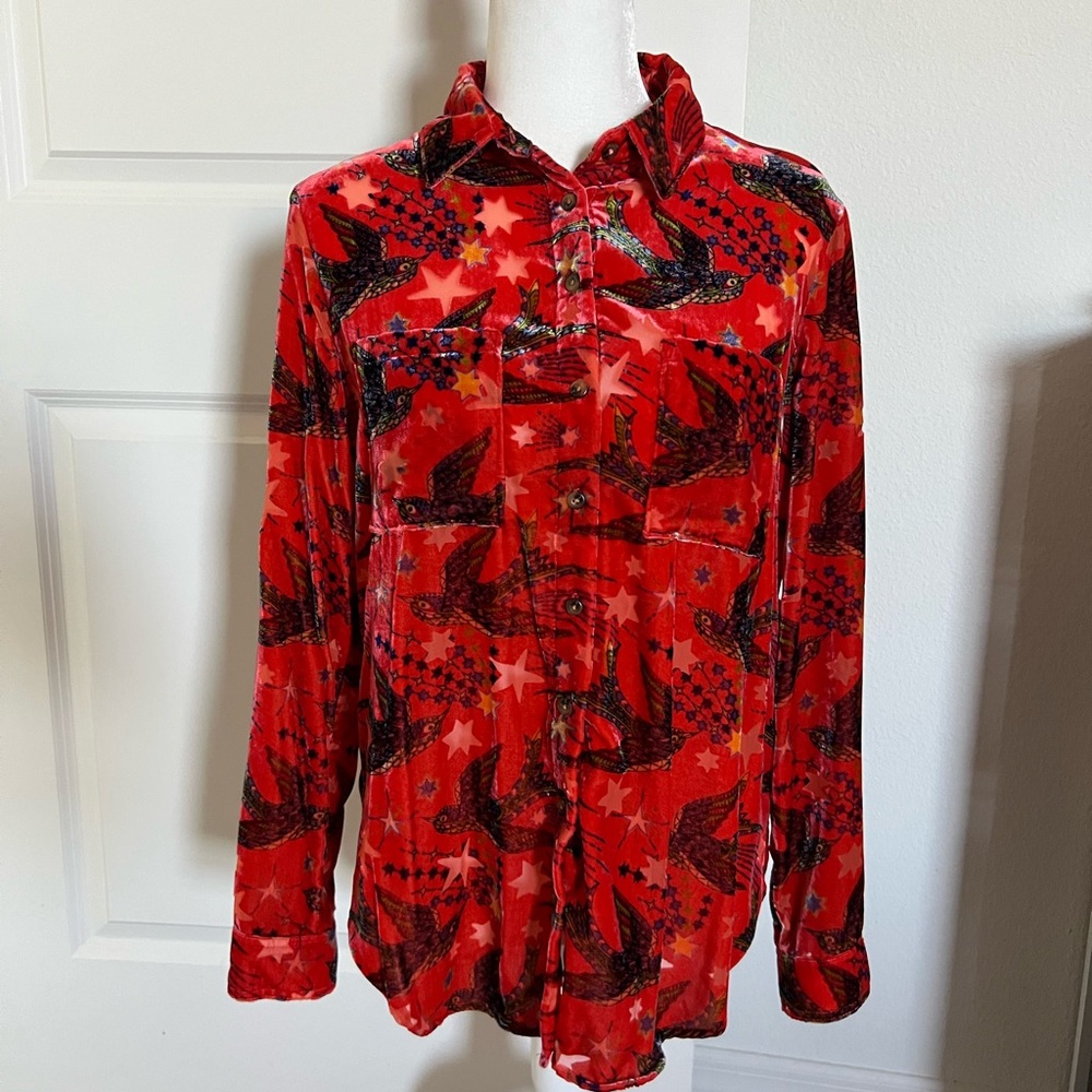 NWOT Maeve Anthropologie Dark Orange Velvet Top 6 - Picture 4 of 13